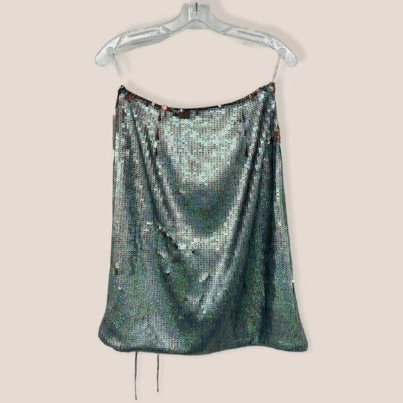 REVOLVE Lovers + Friends Sequin Blue Gold Skirt - Picture 6 of 8